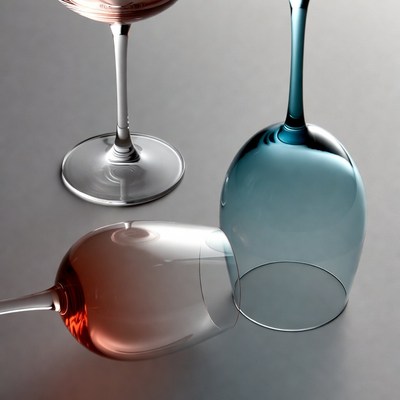 Wine Glasses on Gray Background