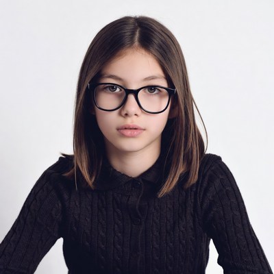 Girl with glasses in black sweater