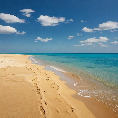 Footprints on tropical beach