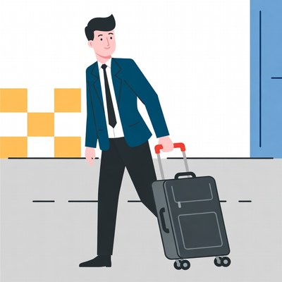 Man pulling suitcase illustration