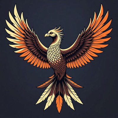 Majestic Phoenix with Spread Wings