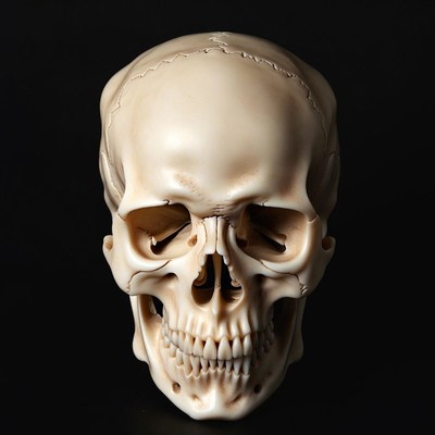 Human Skull on Black Background