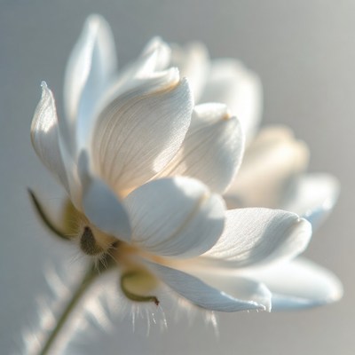 White Anemone Flower Blooming