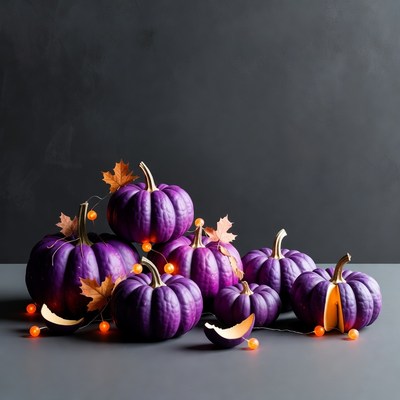 Purple Pumpkins with Fairy Lights