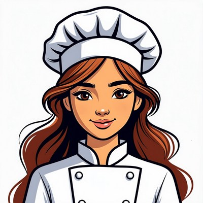 Smiling Asian Chef Woman in Uniform
