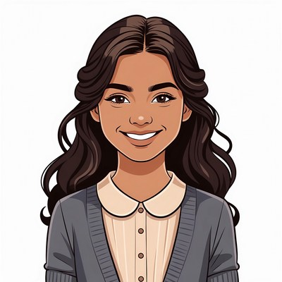 Smiling girl with long brown hair