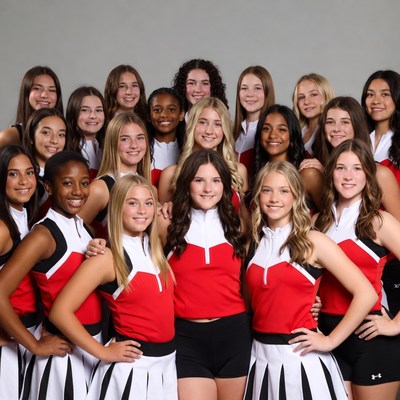Cheerleading team posing together
