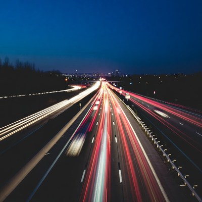 Highway Traffic Light Trails at Night