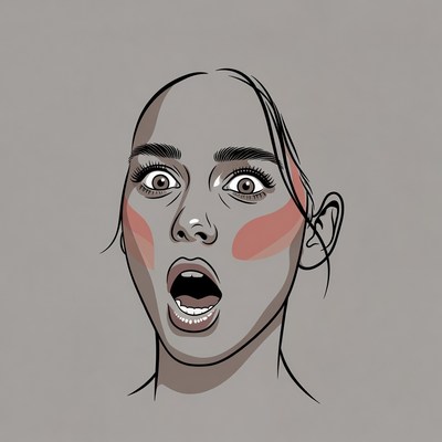 Shocked woman with wide eyes and open mouth