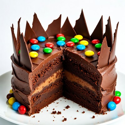Chocolate M&M Cake Slice