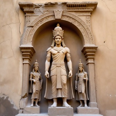 Ancient Stone Temple Relief Sculpture