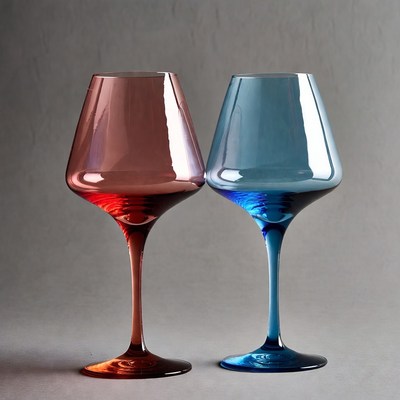 Red and Blue Wine Glasses