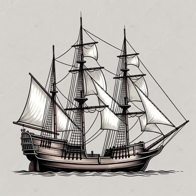 Sailing Ship with Full Sails