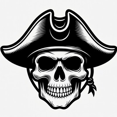 Pirate Skull Wearing Tricorn Hat