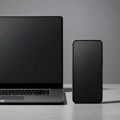 Silver Laptop and Black Smartphone