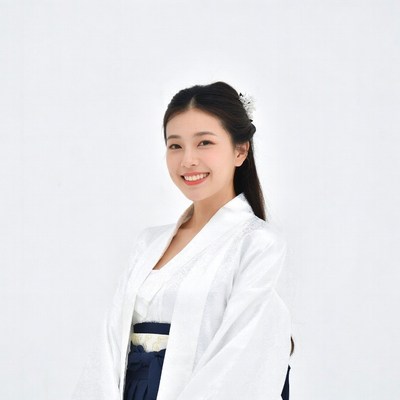 Asian woman in white hanbok