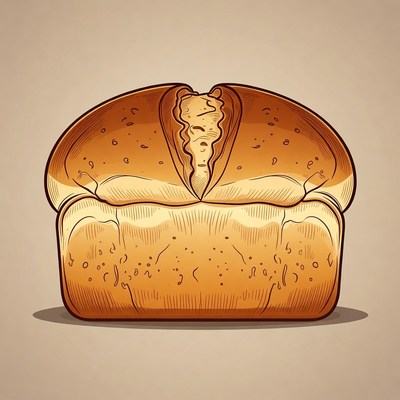 Split Fresh Bread Loaf Illustration