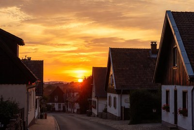 Village Street at Sunset