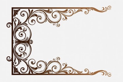 Brown Ornate Floral Frame Border