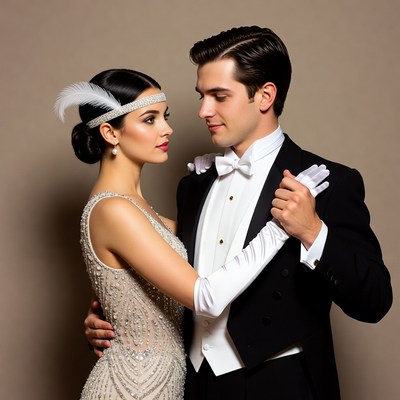 1920s Couple Dancing in Formal Attire