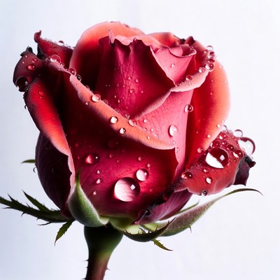 Red Rose with Water Droplets