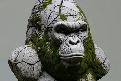 Mossy Stone Gorilla Sculpture