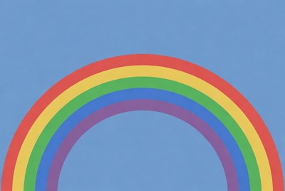 Colorful Rainbow on Blue Sky