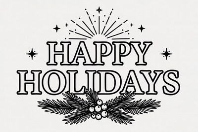 Happy Holidays with Stars and Holly