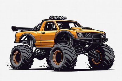 Orange Monster Truck Illustration
