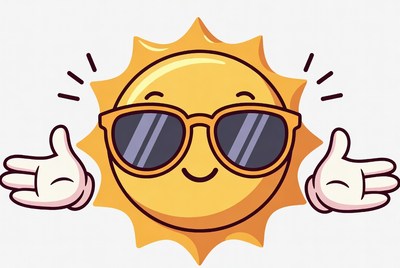 Cartoon sun wearing sunglasses