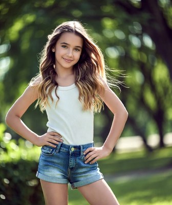 Young girl smiling in park