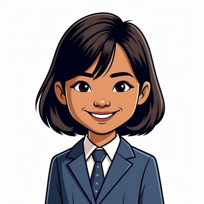 Asian girl in school uniform smiling