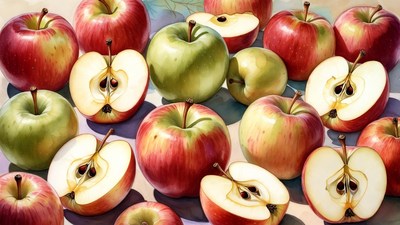 Red and Green Apples with Slices