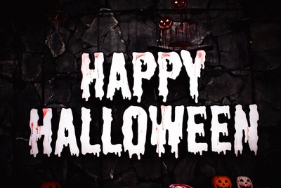 Happy Halloween Dripping Blood Text