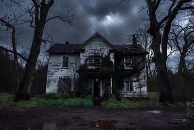 Abandoned Haunted House in Storm