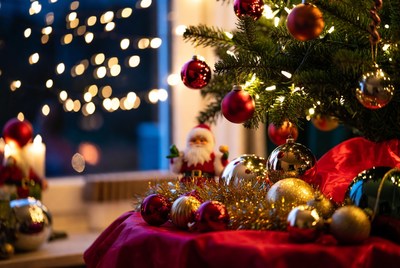 Christmas Tree with Santa Figurine