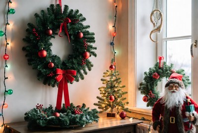 Christmas Wreaths Santa Claus Figurine