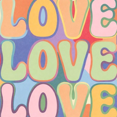 Colorful LOVE Text Illustration