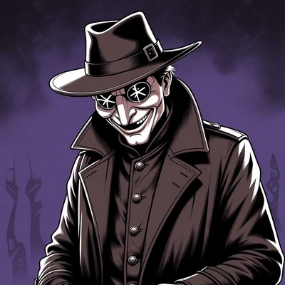 Sinister man in trench coat and hat