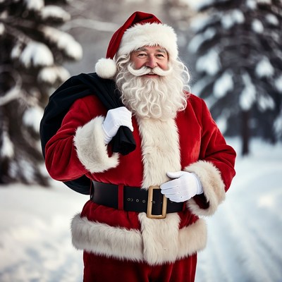 Santa Claus in snowy forest