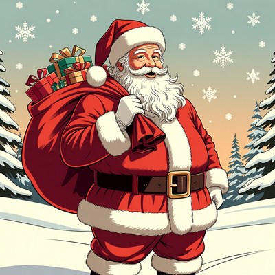 Santa Claus with sack of gifts