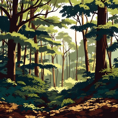 Lush Green Forest Illustration