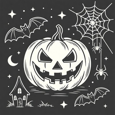 Scary Jack-o-Lantern Halloween Illustration