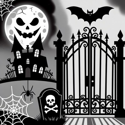Spooky Haunted House with Gate