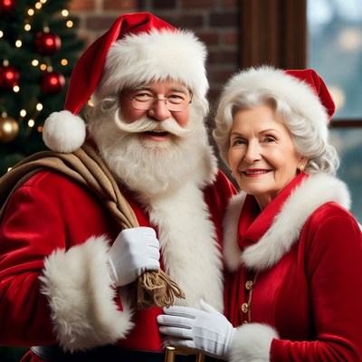 Smiling Santa and Mrs. Claus together