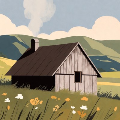 Cozy Wooden Cabin in Mountain Meadow