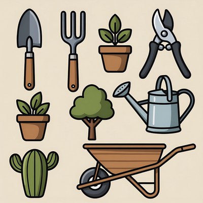 Gardening Tools Clipart Set