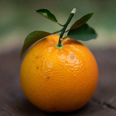 Fresh orange with green leaves