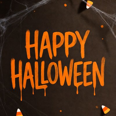 Happy Halloween Text with Spider Webs