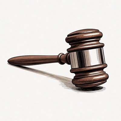 Wooden Gavel on White Background